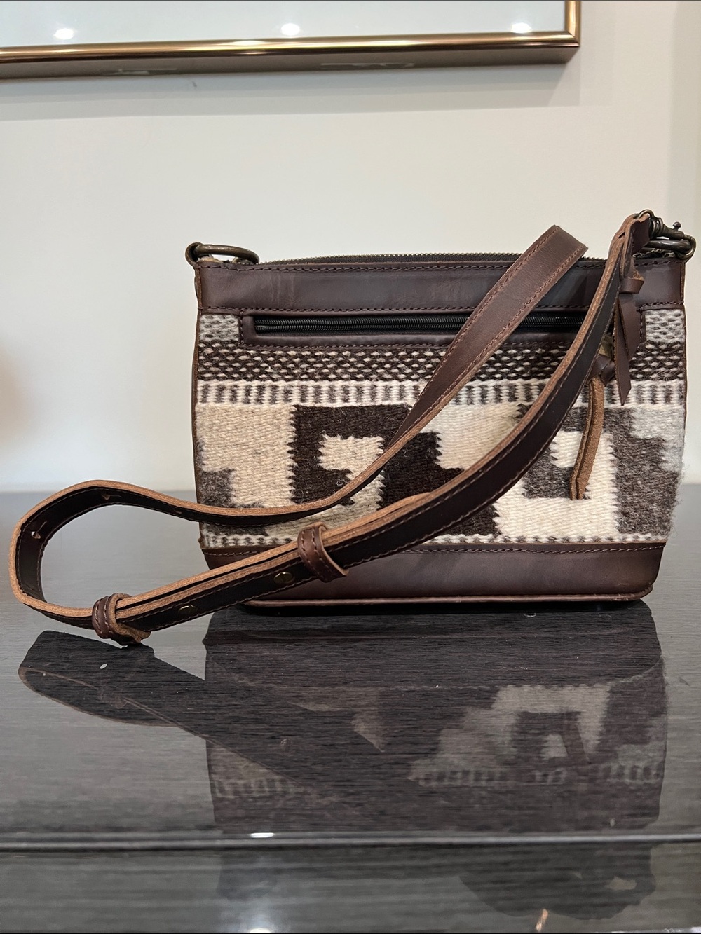 Nena & Co Leather & Wool  Southwestern Pattern Crossbody - Picture 6 of 16
